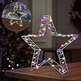 Weihnachtsdeko Stern Rost Deko mit 50 LED,Weihnachtsstern Beleuchtet Stehend mit Timer & 8 Modi,Weihnachtstischdeko Fensterdeko für Innen und Außen,Tischdekoration Lichtern Led Stern -Batteriebetrieb