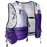 Haimont Laufweste Herren mit 2 Trinkflasche 500ml Soft Flask, Atmungsaktiv, Verstellbarer Running Vest Women für Jogging, L, Purple