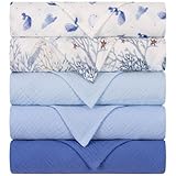 Yukkidds Mulltücher Baby Spucktücher 100% Baumwolle Spucktuch 60x60 cm Saugfähig und Atmungsaktive Wickeltücher Musselintücher 5er Set für Neugeborene Junge und Mädchen Blauer Himmel
