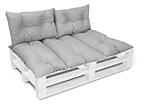 Amilian Palettenkissen Set 1x 120x80 + 2x40x60 Sitzauflage Sunnypillow Sitzkissen für Europaletten Palettensofa Palettenmöbel Balkon Kleine Couch Outdoor Sessel oder kleines Sofa für Jugendzimmer