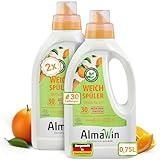 AlmaWin® Weichspüler mit Orangenblüten-Duft [2x750ml - 60 Ladungen] für kuschelweiche Wäsche - Veganer Wäschespüler Bio kombinierbar mit allen Waschmitteln - Flüssiger Weichspüler Öko Softener