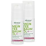 alkmene Mein Teebaumöl Gesichtscreme 2x 50 ml Pickel Reduktion 91% bestätigt - Naturreines Teebaumöl, vegan & klimaneutral - 24h Feuchtigkeitspflege für unreine Haut - Teebaumöl Creme für Pickel