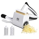 ANJUKE Parmesanreibe, Classic Käsereibe mit Kurbel, 2-in-1 Rotierende Rotary Käsereibe mit 2 Edelstahltrommel für müheloses Reiben von Hartkäse, Schokolade, Nüssen und vielem mehr. Spülmaschinenfest
