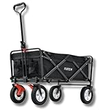 FUXTEC Bollerwagen FX-CT100 schwarz, faltbarer Transportwagen, bis 75kg belastbar, inklusive Schiebestange, kompakt klappbar, robuster Stoff, ideal für Kinder, Ausflüge, Strand und Festivals