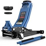 GENTOR Wagenheber hydraulisch 3T – flach 75–505 mm Hubhöhe, mit 2X Gummiauflage, Profi Rangierwagenheber für Auto, PKW, SUV & Werkstatt (Hellblau)