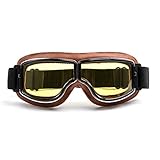 evomosa Motorradbrille Motorräder Retro Pilot Nebelsichere Brille ATV Bike Motocross Brille Schutzbrille - Gelbe Linse