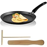 SPORWAY Crepe Pfanne Induktion 22cm: Pfannkuchenpfanne mit Antihaftbeschichtung für Crepes Pfannkuchen Omeletts Tortillas, Antihaftpfanne Omlettpfanne für Induktionsherd Gasherd Elektrokeramikherd