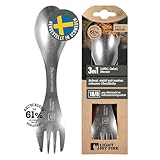 Light My Fire Göffel Edelstahl Spork, langlebiges Campingbesteck Edelstahl 18/8 aus Schweden, 3-in-1 Reisebesteck mit Löffel Gabel Messer, Outdoor Besteck Camping Geschirr - Leicht und Robust