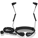 Retevis Zwei-Wege-Funkhörer Halsmikrofon Headset Binaurale Kopfhörer Kompatibel für Walkie Talkie RT5R RB85 RT24 Baofeng UV5R eSynic Einziehbarer Hals-Ohrhörer zum Radfahren (1 Stück)