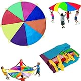 Dimoxii Regenbogen Fallschirmspiel für Kinder Schwungtuch Regenbogen Bunt Fallschirm Parachutes Spielzeug