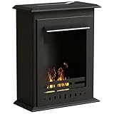 HOMCOM Bioethanol Kaminofen Freistehend Ethanol Kamin 3 Std. Brenndauer Indoor Rauchfrei 0,9 L Standkamin Stahl Schwarz 56 x 27 x 60 cm