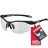ALPINA Twist Five HR V - Selbsttönende, Bruchfeste und Beschlagfreie Sport und Fahrradbrille mit 100 Prozent, UV-Schutz Für Erwachsene, black matt, One Size