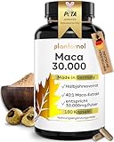 30.000mg pro Kapsel - 180 Stück - Maca Kapseln hochdosiert - 750mg Maca-Extrakt 40:1 pro Kapsel entsprechen 30.000mg Maca-Pulver - 1 Kapsel/Tag = 180 Portionen = Halbjahresvorrat - vegan - plantomol®