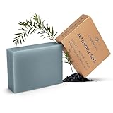 larum sports Black Soap, feste Duschseife Männer, Aktivkohle Seife gegen Akne und Pickel, Naturseife, Seife Stück, feste Seife Männer, schwarze Seife, festes Duschgel Männer, African Black Soap 85g