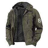 Winterjacke Herren Fleecejacke Warme Gefüttert Skijacke mit Kapuze Reißverschluss Männer Übergangsjacke Einfarbiges Softshelljacke Wintermantel Mantel Winddicht Outdoorjacke Jacke Thermojacke