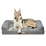 Bedsure orthopädisches Hundebett für Grosse Hunde - Hundesofa mit eierförmiger Kistenschaum, kuschelig Schlafplatz in Größe 106x81 cm, waschbare Hundesofa, grau