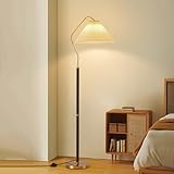 ZJHAHJY 59,1 Zoll Retro-Stehlampe mit Fußschalter und plissiertem Schirm, traditionelle Bogenlampen für Wohnzimmer, Schlafzimmer, hohes Holzlicht, Verstellbarer Winkel