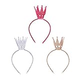 TXDAMAI Krone Stirnband Prinzessin Krone Haarreif Glitter Haarschleife Baby Geburtstag Party Tiara 3 Stück