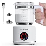 Morpilot Milchaufschäumer Elektrisch, 6 in 1 Milchschäumer für heißer, kalter und heißer Schokolade, 130-500ml, 600W, Visuelles Glas, Latte-Design, Spülmaschinenfest, Weiß