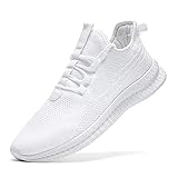 EGMPDA Schuhe Herren Sneaker Laufschuhe Turnschuhe Sportschuhe Herren Laufschuhe Outdoor Fitness Gym Schuhe Herren Sneaker weiß 44