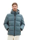 TOM TAILOR Herren 1037350 Recycled Down Puffer-Jacke mit Abnehmbarer Kapuze, 32506-dusty Dark Teal, M