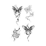 Neue temporäre Tattoo-Aufkleber for Frauen Schwarzer Schmetterling Temporäre Tattoos for Frauen Flügel Gefälschte Tattoo-Kunst Dauerhafte Tattoo-Aufkleber Wasserdichte Tattoo-Aufkleber