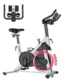 Superun Heimtrainer Fahrrad mit Verstellbarem Magnetwiderstand, Ergometer Hometrainer Fahrrad Leises mit LCD-Monitor und App, Spinning Bike Indoor max 136kg