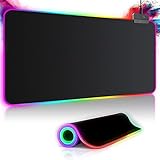 Gaming Mauspad RGB Mousepad 800x300mm XXL Gaming Mousepad groß mit 14 Beleuchtungs Modi 7 LED Farben Wasserdicht Anti Rutsch für Computer PC Professionelle Gamer, Schwarz