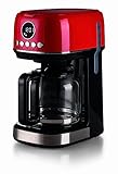 Ariete 1396 Moderne Filterkaffeemaschine, Amerikanischer Kaffee, Kapazität bis zu 15 Tassen, Heizboden, LCD-Display, Herausnehmbare und waschbare Filter, Rot