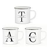 Personalisierte Kaffee-Tasse mit Namen Initiale Monogramm Buchstabe Namensgeschenke,individuelles Geschenk für Valentinstag, Freunde, Paare, Ehemann, Ehefrau, Kaffeetasse, Küchenutensilien