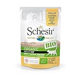 Schesir Cat Bio Monoprotein Huhn, Katzenfutter nass, 16 Beutel x 85 g