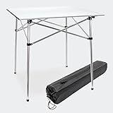 Wiltec Aluminium Camping Rolltisch mit 70x69cm zusammenrollbarer Tischplatte und Transporttasche Falttisch