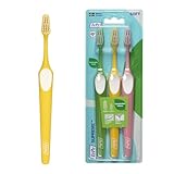 TePe Supreme Zahnbürste, Soft, farblich sortiert, 3 Stk., Plaque-Entferner, effiziente Reinigung mit zweistufigem Borstenfeld, Zahnbürste mit weichen Borsten