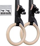 Gymnastikringe aus Holz - 28 mm Gymnastikringe aus Birke - Verstellbare Bänder mit Schnellverschluss und Karabiner - Ringe für Aerobic, Gymnastik, Fitness und Sport - Outdoor und Indoor