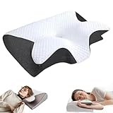 Purova Nackenkissen, Memory Foam Seitenschläferkissen, Orthopädisches Kissen, Anti-schnarchendes Cervicalkissen, ergonomisches Halskissen für Seiten- und Rückenschlafen (Schwarz)