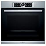 Bosch Hausgeräte HBG675BS1 Serie 8 Einbau-Backofen, 60 x 60 cm, Made in Germany,Pyrolyse Selbstreinigung, AutoPilot 10 Automatikprogramme, 4D Heißluft Backen auf 4 Ebenen,TFT-Touchdisplay,Edelstahl