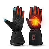 Aublinto Elektrische Winterhandschuhe,Beheizte Handschuhe mit Digitaler LED Temperaturanzeige wasserdichte Wärmeisolierte Beheizbare Touchscreen Handschuhe, S/M/L
