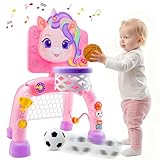 MEDMHSMA Basketballkorb & Fußballtor Spielzeug Kleinkinder ab 1 2 3 Jahre für Indoor & Outdoor mit Ball, Garten Spielzeug Geschenk für Kinder Jungen und Mädchen Einhorn