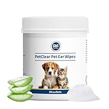PETCLEAR Ohrenreiniger Hund & Katze 200 Stück | Einweg Ohrenpflege Pads Hund I Besonders Milde & Schonende Reinigung mit Aloe Vera für Hunde und Katzen | Pflege & Reinigung | 1 Dosen