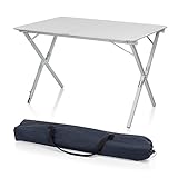 Campart Campingtisch/Reisetisch-110x70 cm wetterbeständige Rolltischfläche aus Aluminium/mit mitgelieferte Transporttasche,TA-0802, Silber