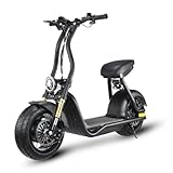 4MOVE E-Chopper Erwachsene mit Sitz, 1000W E-Cruiser- 12 Zoll Pneumatisches Anti-Rutsch-Reifen, LED-Scheinwerfer Elektro Moped, 48V 12Ah Li Akku,120kg Belastung, 25km Roller