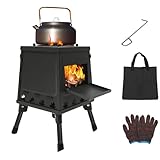 Zeltofen mit Rohr, Zelt Heizungen mit Tragetasche und Brennstab, Verstellbarer Gartenkamin Terrassenofen, Raketenofen für Camping Outdoor Heizung