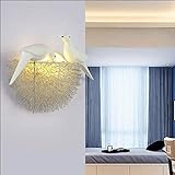 Moderne kreative Wandleuchte LED 9W Aluminium Vogelnest Wandleuchte mit Glas 3*Eier und Harz 2*Vögel für Wohnzimmer Schlafzimmer Arbeitszimmer Treppenbeleuchtung, warmweißes Licht
