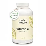 dailynature Vitamin C hochdosiert - gepuffert | 365 Kapseln | pflanzliches Nahrungsergänzungsmittel mit 1000 mg Vitamin C pro Tagesdosis | magenfreundlich | vegan & ohne Zusätze | kompostierbare Dose