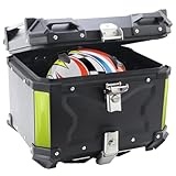 LASIEYO [2023 45L Motorrad Topcase, Aluminium Motorrad Trunk Tour Tail Box mit Sicherheitsschloss für Store Helm Großes Gepäck, Wasserdichte Motorrad Top Box, Universelles Motorradzubehör-Schwarz