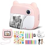 Sofortbildkamera Kinder, 2,4 Zoll 2.5K HD Kinderkamera Sofortbild Kamera Sofortdruck mit 32GB Karte, 3 Druckpapier, 10 Fotoclips, 5 Stiften, 3 Aufkleber Geschenk Digitalkamera Kinder 3-12 Jahren