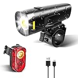 Vont Fahrradlicht Set,StVZO Zugelassen Fahrradbeleuchtung丨USB Aufladbar Type-C丨IPX5 Wasserdicht Fahrradlichter丨LED Fahrrad Licht Vorne Frontlicht & Rücklicht Set