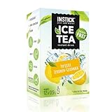 INSTICK Ice Tea | Zuckerfreies Instant-Getränk - Eistee Zitrone | Schwarzer Tee | 1 Packung für 12 x 0,5-1 L | Getränkepulver - vegan, kalorienarm, mit Vitamin C, aromatisiert