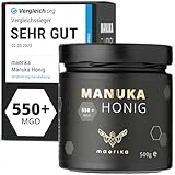 maorika - Manuka Honig 550 MGO + 500g im Glas (lichtundurchlässig, kein Plastik) - laborgeprüft, zertifiziert aus Neuseeland