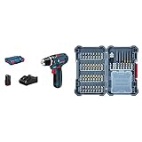 Bosch Professional 12V System Akku-Bohrschrauber GSR 12V-15 (inkl. Akku, Ladegerät, in L-BOXX) + 40tlg. Schrauberbit-Set (Zubehör Bohrschrauber und Schraubendreher)